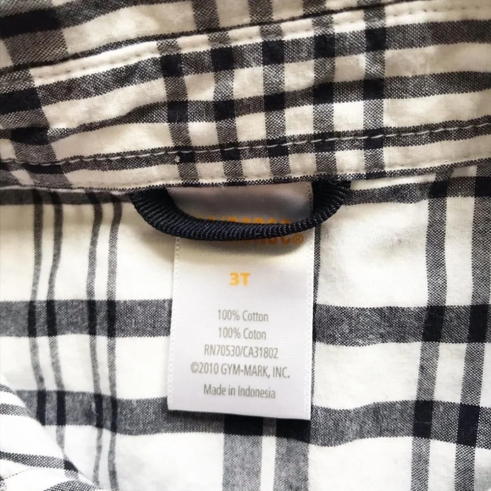 Gymboree navy/white plaid button down shirt EUC 3T